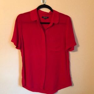 Madewell silk shirt sleeve small red collar